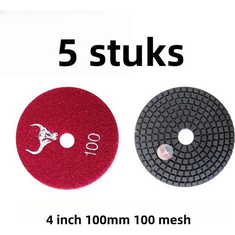Lot de 5 tampons de polissage diamantés à l eau pour pierre marbre et granit tampon d affûtage diamètre 100 mm grain 100 (1/5)