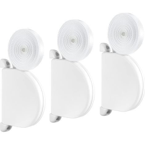 Enrouleur De Ruban Pour Volets Roulants - Montage En Surface Avec Charnière - 14 Mm X 5 M - Blanc - Lot De 3