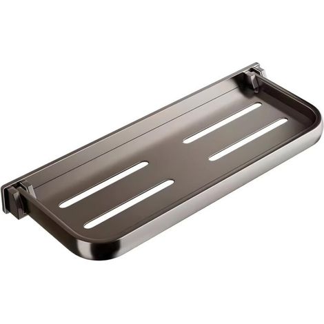 Étagère pliable en aluminium, conception peu encombrante de 30 cm, comprend des vis et de l'adhésif pour une installation facile (1/4)