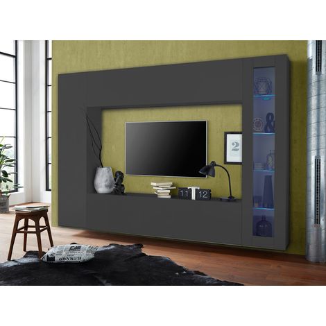 Banc TV moderne 260 cm anthracite mat Maroussia (1/5)
