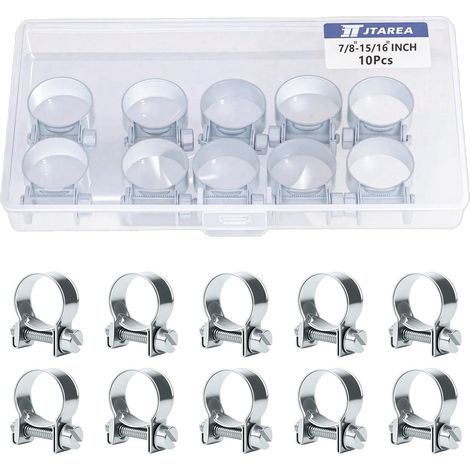 22-24MM Mini Collier de Serrage pour Tuyau Réglables Collier Durite Essence Colliers de Serrages Metallique pour Conduite de Carburant Tuyau D'échappement (1/5)