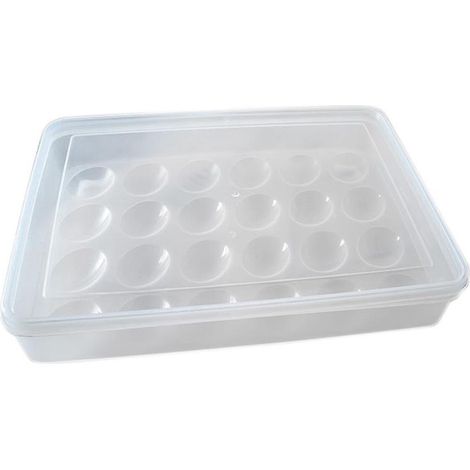 Porte-œufs pour réfrigérateur, plateau à œufs mimosa avec couvercle, empilable en plastique (1/5)