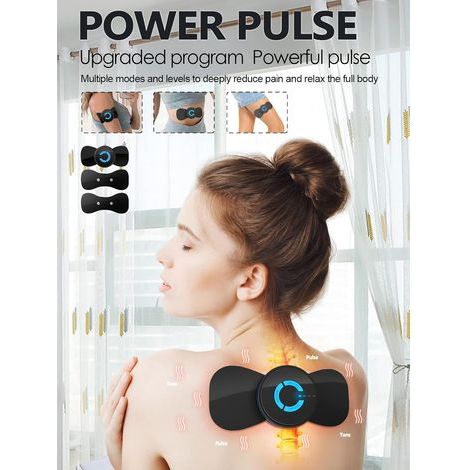 Schwarzes 2-Elektroden-Gerät, Mini-EMS-Mikrostrom-Massagegerät, multifunktionales Niederfrequenz-Physiotherapiegerät, Muskelstimulator, Schmerzlinderungsgerät (1/5)
