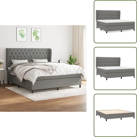 Boxspringbett mit Matratze Dunkelgrau 160x200 cm Stoff - Boxspringbett - Doppelbett - Bettenrahmen - Lattenrost - Matratze (1/5)