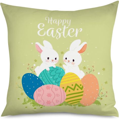 Housse de Coussin décoratif motif lapin de Pâques, 50x50 cm (1/5)
