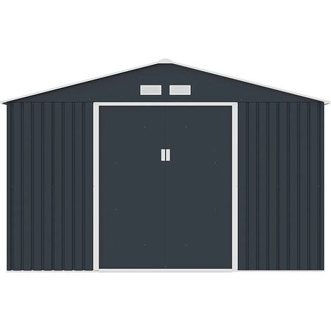 Casetta da giardino in acciaio galvanizzato grigio 15,35 m² - ARCHER (1/3)