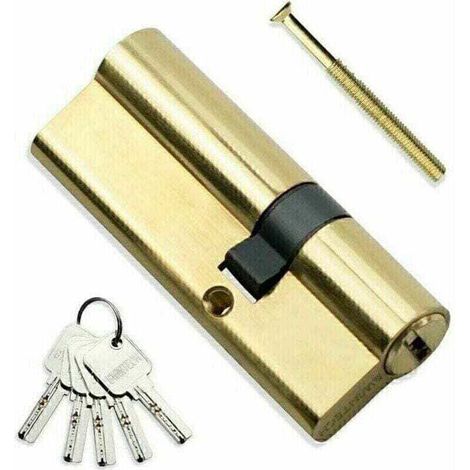 LaBlanc Cylindre en laiton Euro 30/50 mm, serrure à cylindre clé/clé 80 mm avec 5 clés horizontales en laiton, anti-crochetage, anti-perçage, anti-claquement, anti-choc, finition laiton poli