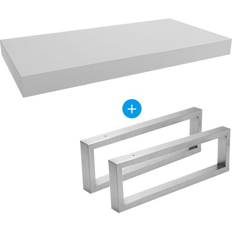 Egger Set Naturel plan vasque 100x8x50 cm + 2 fixations porte serviette 45 cm, blanc mat (DO10050BM-FIX3)