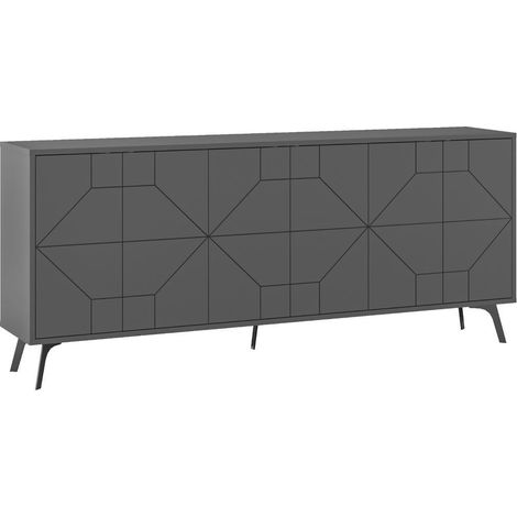 CALICOSY - Buffet 6 portes anthracite L184 cm - Dune (1/5)