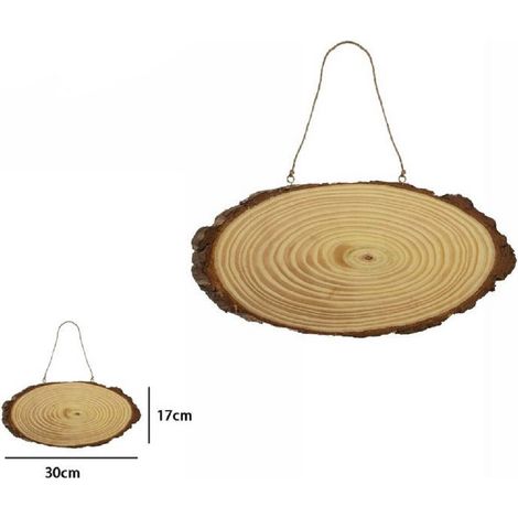 TrAdE Shop Traesio - Disco Legno Naturale Base Tronco Decorativa Ornamento Da Appendere 30x17cm 72104 -