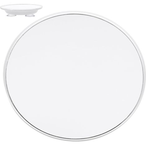 Miroir cosmétique blanc OUNONA , de maquillage pour salle bain en plastique avec ventouse puissante (1/5)