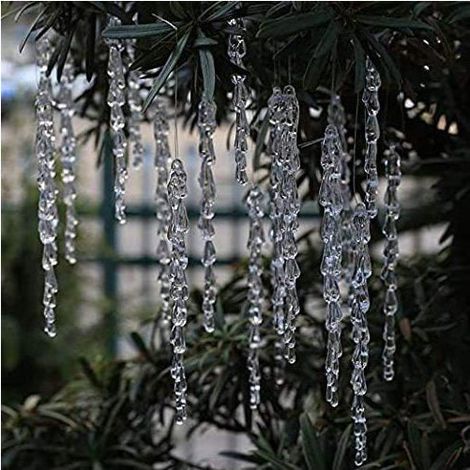 Décoration Sapin de Noël Stalactites en Acrylique, Glaçon Ornement à Suspendre, Lot de 24 Stalactites (1/4)