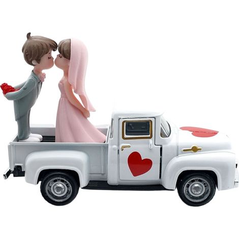 Modello di camion in lega - Camion bianco, donna rosa, uomo grigio