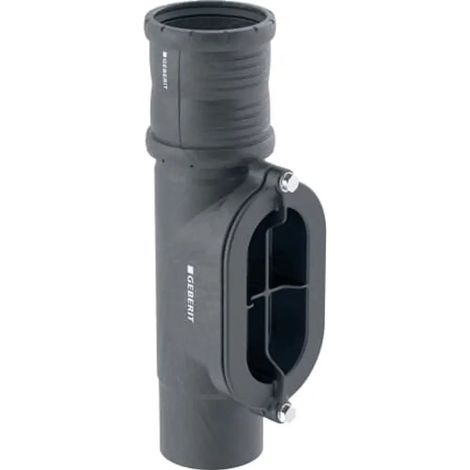 Geberit Silent-Pro Pieza de limpieza 90° con abertura de servicio ovalada, DN 125, 393.603.14.1