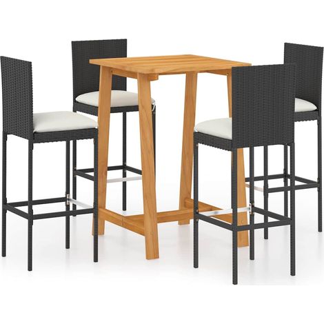 Maison Exclusive - Set da Bar da Giardino 5 pz con Cuscini Nero (1/5)