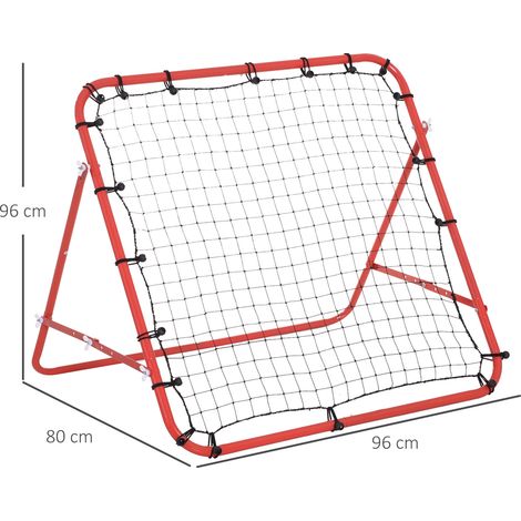 Reboteador de fútbol 96 x 80 x 96 cm, ángulo ajustable, rojo y negro OKMYHOME (1/5)