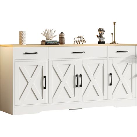 CHICFURN Mueble TV 160x37x75 cm de MDF blanco con almacenaje integrado (1/5)