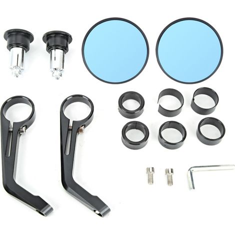 Espejos retrovisores laterales redondos de aluminio mecanizado CNC para manillar, accesorio para motocicleta, scooter, coche de calle, deportivo eléctrico, color negro.