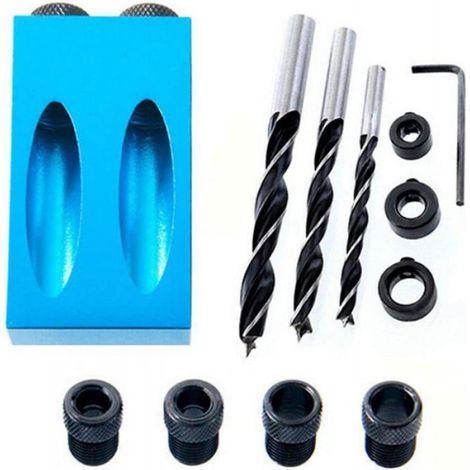 Gabarit De Perçage - 15 Degrés - Adaptateur 6 8 10 Mm - Pour Assemblage De Tiroirs - 1 Pièce