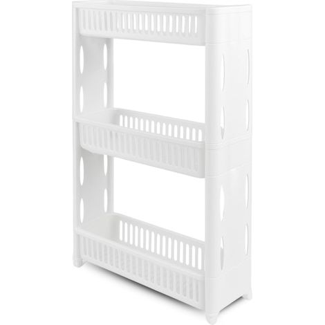 Scaffale Carrello Portaoggetti a 3 ripiani con ruote 73x55x11,5 cm - Bianco (1/5)