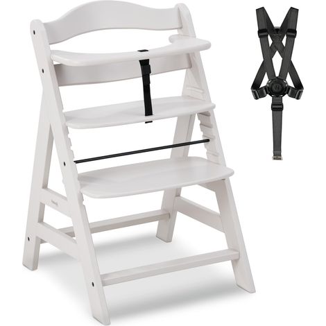 hauck Seggiolone Pappa in Legno Alpha+ - Seggiolone Evolutivo da 6 mesi fino a 90 kg - Sedia Evolutiva con Barra Frontale, Cintura Inguinale e a 5 Punti - Legno Certificato FSC® - Crema