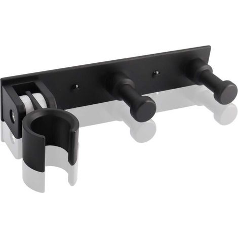 Universel Support Douchette avec 2 Crochet, Support Douche Mural en Alliage D'aluminium Réglable, Fixation Pommeau de Douche Auto-Adhesif Porte Pomme de Douche pour Tuyau de Douche
