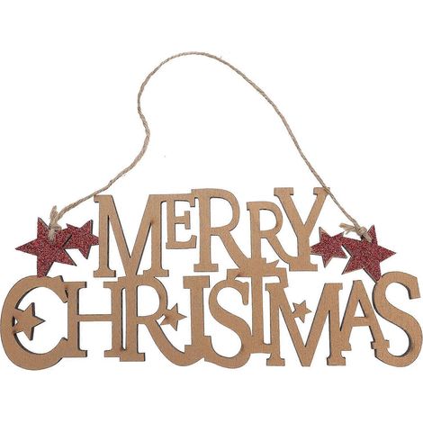 1 pendentif Joyeux Noël, lettre de Noël, décoration de porte et de sapin de Noël-23x10cm-Golden (1/3)