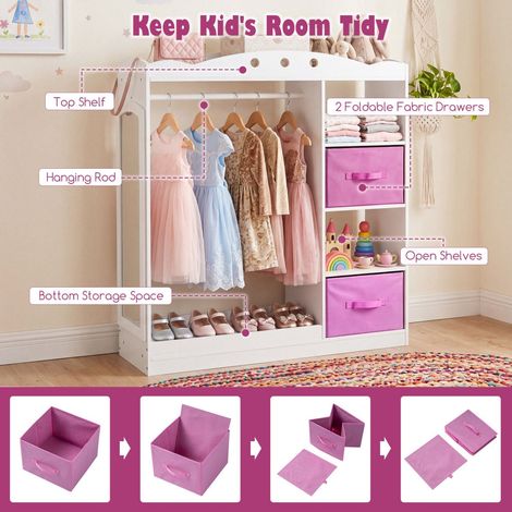 Kids Dress Up Storage with Mirror and Shelves - White (1/5)