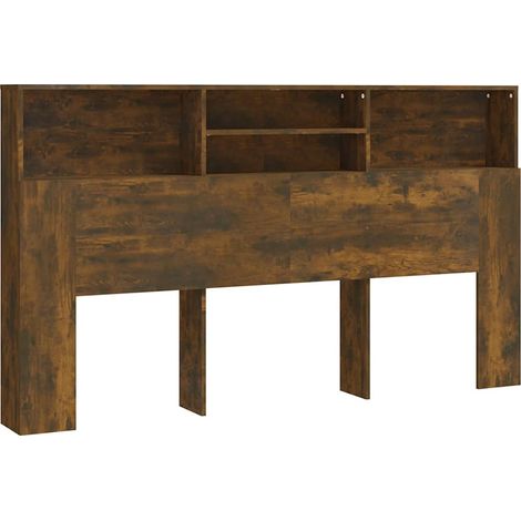 vidaXL Testiera con Scomparti Rovere Fumo 180x19x103,5 cm