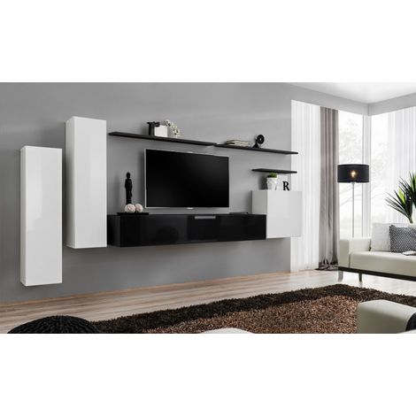 Vitrine - Lot de 2 - Switch I - 330 cm  x 160 cm x 40 cm - Blanc et noir - Livraison gratuite