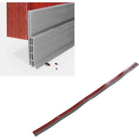 Bande d'étanchéité auto-adhésive en silicone pour bas de porte, bande insonorisante et coupe-vent pour joint de porte de chambre, bande anti-poussière LQ6 (grise). (1/5)