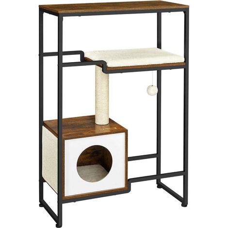 Casa en el árbol para gatos nicho que ahorra espacio 114 cm marrón rústico 120001139 (1/2)
