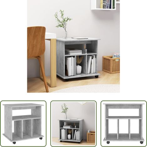 Armoire bureau -  Armoire à roulettes Gris béton 60x45x60 cm Bois d’ingénierie (1/5)