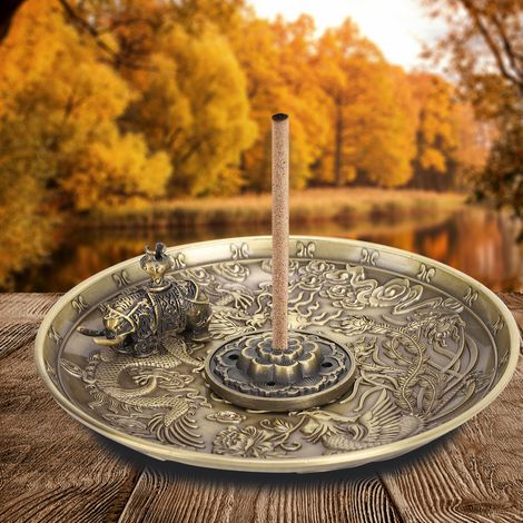 Support à encens Dragon Phénix avec socle Lotus pour autel et décoration bouddhiste (1/5)
