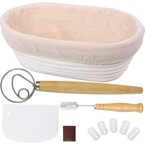 Panier de fermentation - Kit pour pain maison - Ensemble pour la fabrication du pain - Kit d'outils pour panier ovale - Outils pour pain maison (1/5)