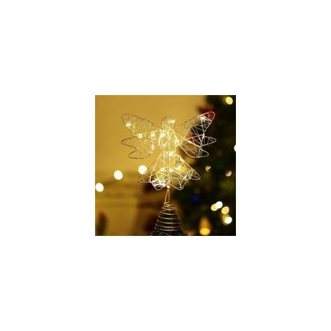 Décoration sapin Noël étoile d'ange éclairée LED – 20 ampoules – Fonctionne sur 3 piles AA – Installation facile sans outils (1/5)