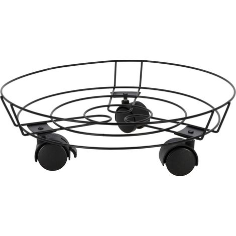 PROGARDEN soporte maceta metal 3 ruedas 31,5 cm , Soporte maceta metal con ruedas para maceta de 31,5 cmFacilita el transporte de plantas pesadasSe puede mover en cualquier