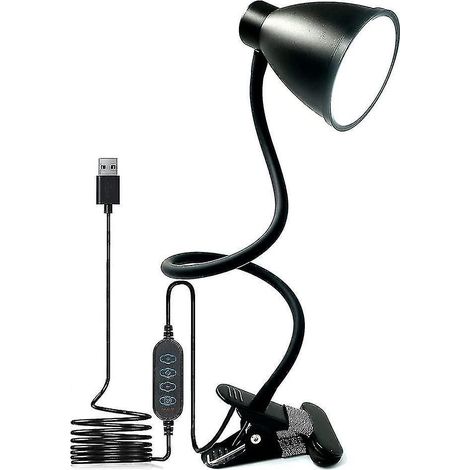 Lampe de bureau à 3 modes de couleur, variateur de luminosité 10 niveaux, lampe de lecture 10 W, 38 LED, lampe à pince avec minuterie d'arrêt automatique (1/5)