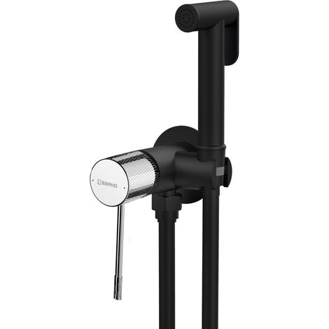 SOLARIS mitigeur de bidet à encastrer avec stop douche, rond, noir mat/chrome