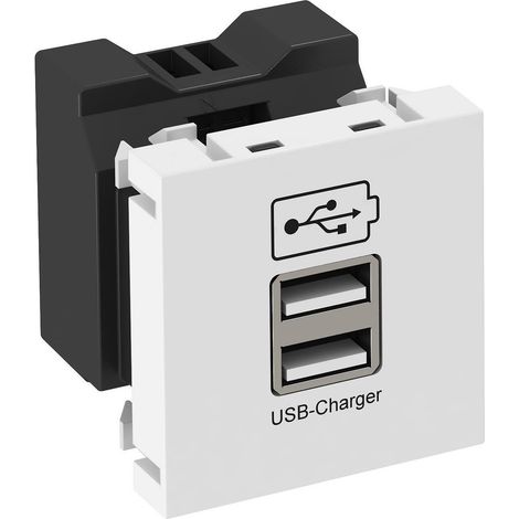 OBO Bettermann USB Ladegerät mit 2.1 A Ladestrom 45x45mm Polycarbonat reinweiß RAL 9010, 6105300
