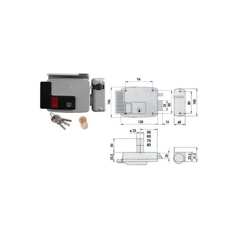 ELETTROSERRATURA PER CANCELLI CON TETTO E PULS. INT. VERNIC. 11731 N7- - mm.60 SX (11731602N7) - 1 pezzi CISA
