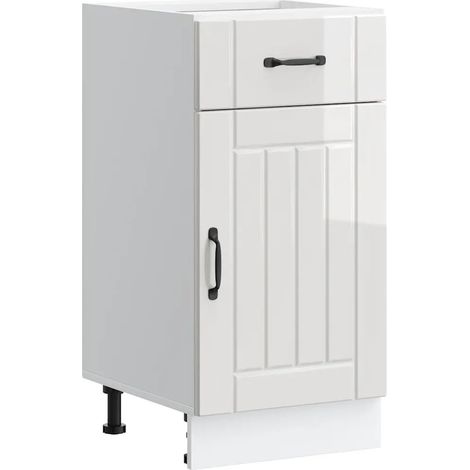 Armoire de cuisine avec porte ingénieuse rangement 40 x 46 x 81,5 cm en bois d'ingénierie blanc brillant (1/5)
