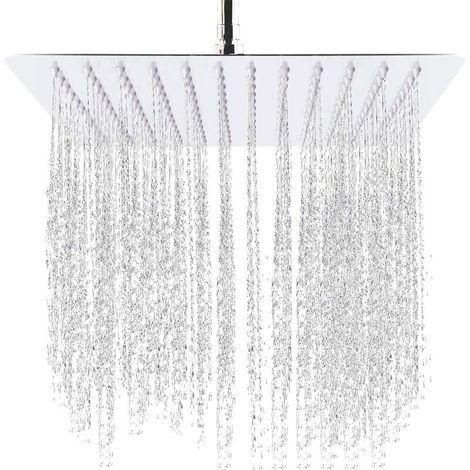 Green Mobility-Pommeau de douche Carré 25x25cm Tête de douche Jet Effet pluie Rainshower Acier inoxydable (1/5)