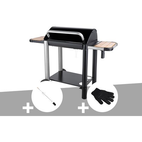 Barbecue charbon Vulcano 3000 + Kit tournebroche + Gant de protection - Somagic (1/2)