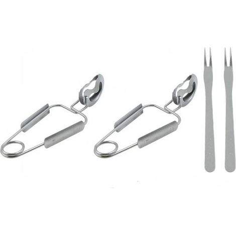 Pinces escargots fourchettes acier inox, 2 sets couverts professionnels coquillages crustacés maison restaurant