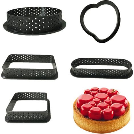 5 cercles à mousse en plastique, moules à pâtisserie pour desserts français, moules à tarte et à gâteau. (1/5)