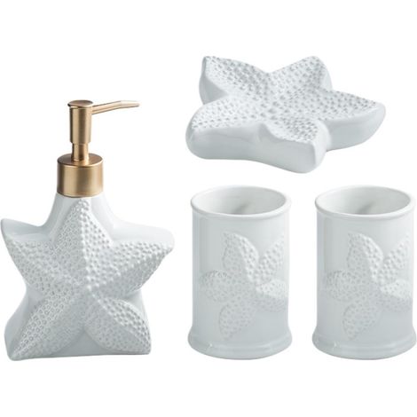 Luxuriöses Set aus 4 Spendern + Zahnbürstenhalter + Bechern, leichte und elegante Badezimmerdekoration