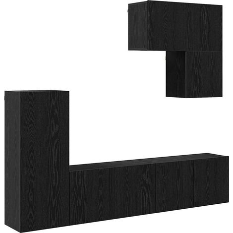 vidaXL TV Wall Unit Wall-mounted 5 pcs Black Oak Engineered Wood (1/4)