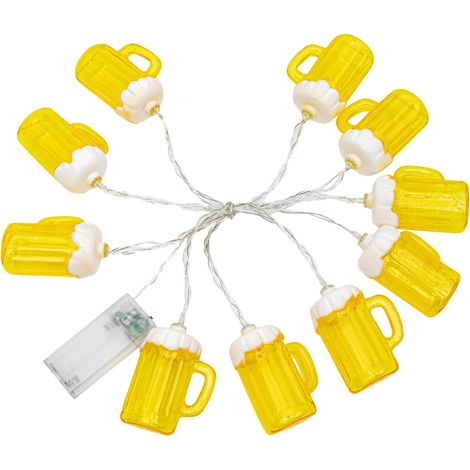 Guirlande Lumineuse Tasse À Bière - Fil Cuivre Flexible - Alimentation Piles - Décoration Intérieure Extérieure - 10 LED - Pour Mariage Fête Noël (1/5)