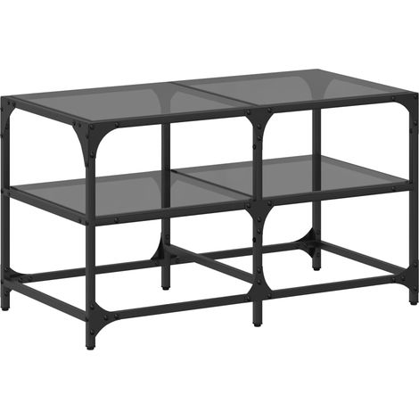 vidaXL Tavolino con Piano in Vetro Nero 78,5x40x45 cm Acciaio (1/5)